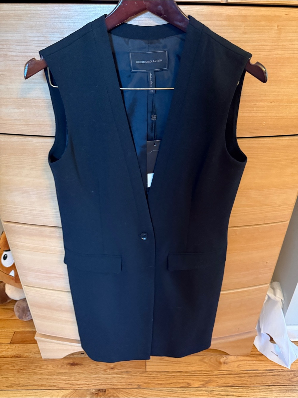BCBGMaxAzria Black Sleeveless Tailored Vest Dress
